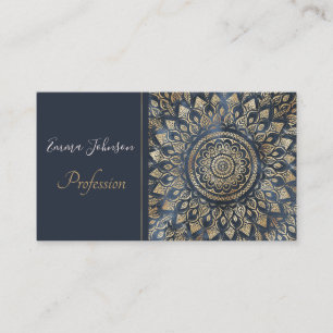 Elegant Guld Blue Mandala Blommigt Visitkort