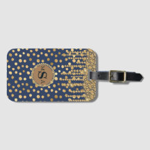 Elegant Guld & Blue Monogram Glam Snyggt