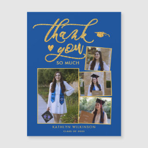 Elegant Guld Blue Multi Photo Studenten Tack