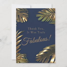 Elegant Guld Blue Photo 50 Fabulous Birthday Tack Kort