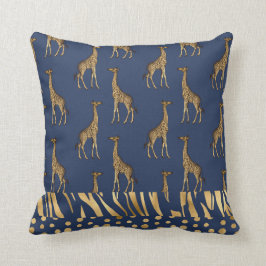 Elegant Guld Blue Tiger Giraffe Cheetah Print Kudde