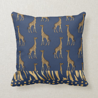 Elegant Guld Blue Tiger Giraffe Cheetah Print Kudde