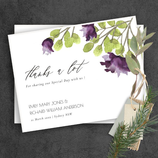 ELEGANT GULD BLUE WATERCOLOR BLOMMIGT TACK VYKORT (Skapare uppladdad)