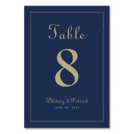 Elegant Guld Blue Wedding Reception Forme Middag Bordsnummer