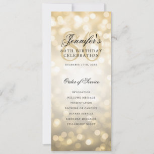 Elegant Guld Bokeh 80:e födelsedagsprogrammet w/Me Inbjudningar
