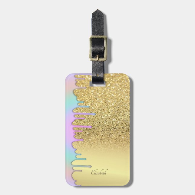 Elegant Guld Bokeh Ombre,Regnbågsövningar Bagagebricka (Vertikal Framsida)