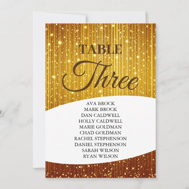 Elegant Guld Bordsnummer 3 Tre sätesdiagram (Framsida)