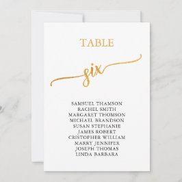 Elegant Guld Bordsnummer 6 Sittdiagram