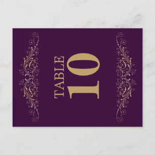 Elegant Guld Bordsnumret Mourish Eggplant Vykort