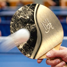 Elegant guld borstat metall & svart marmor monogra