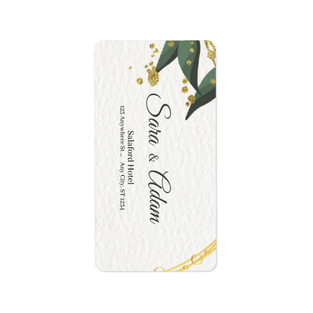 Elegant guld botanisk cirkel  adressetikett (Framsidan)