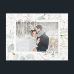 Elegant guld botanisk grönska foto semesteraffisch vykort<br><div class="desc">Elegant och modern guld botanisk grönska foto semesterkort. För mer avancerad anpassning av denna design,  vänligen klicka på länken Anpassa ytterligare för att ändra typsnitt,  storlek,  färg,  osv.</div>