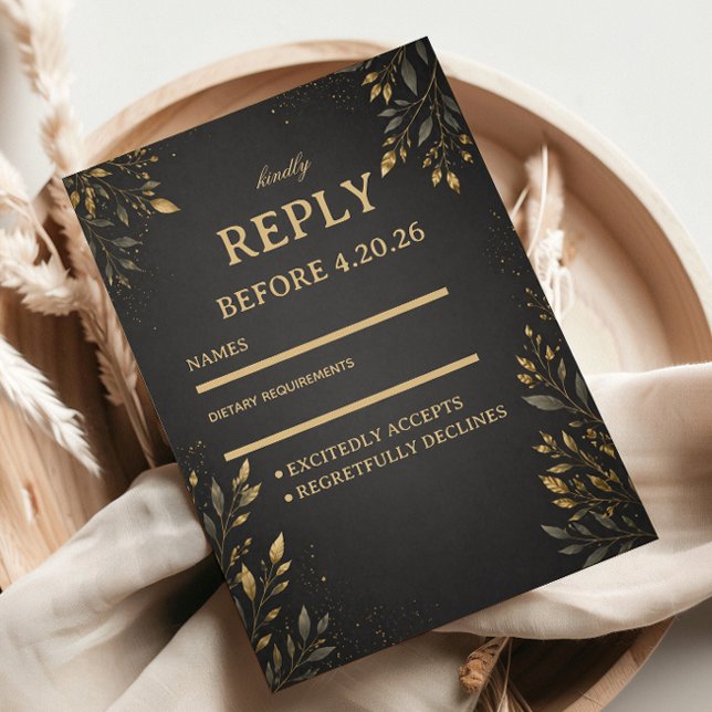 Elegant guld botanisk mörk OSA kort (Skapare uppladdad)
