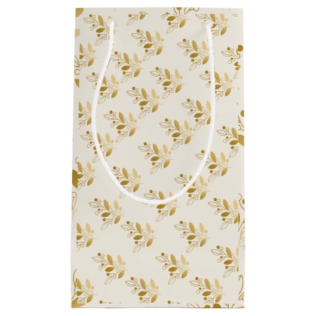 Elegant guld botanisk presentbag Luxuös blombag (Framsidan)