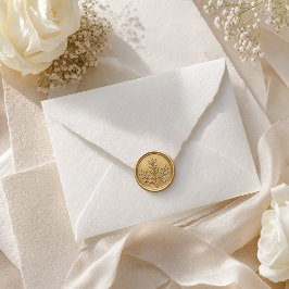 Elegant guld botanisk vaxsigillklistermärke runt klistermärke