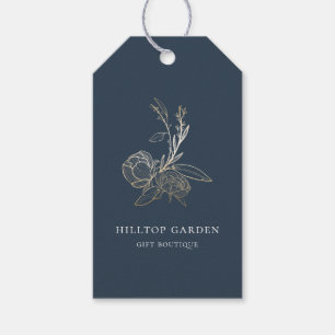 Elegant Guld Botaniska Blommigtens Prisa Märkre Presentetikett