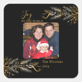 Elegant Guld botaniska unika julfoto Fyrkantigt Klistermärke