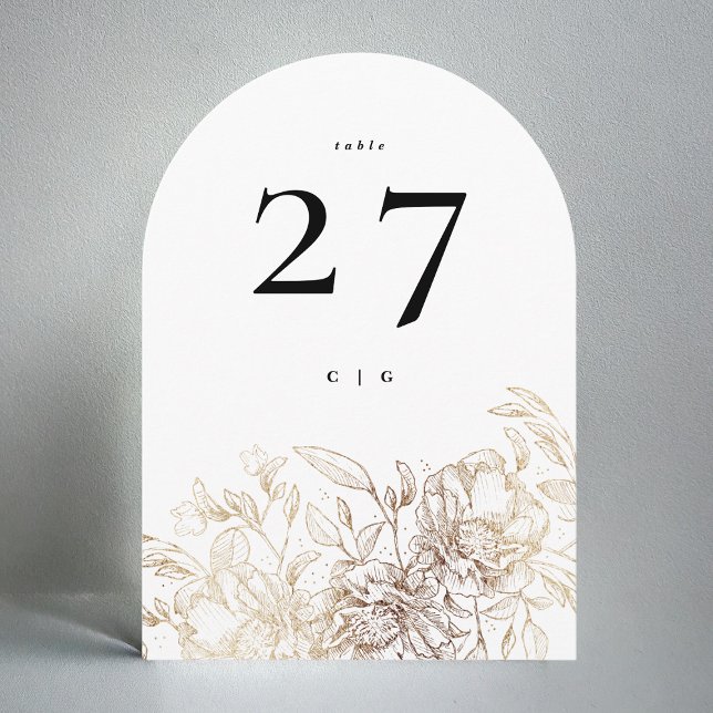 Elegant Guld Botaniskt Bordsnumret Bröllop Arch Inbjudningar (Skapare uppladdad)