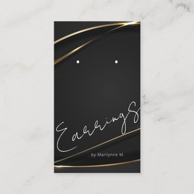 Elegant Guld Boutique Visning Earring Card Visitkort (Framsida)