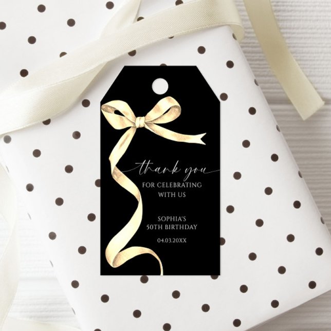Elegant Guld Bow Birthday Favor Gift Märkre Presentetikett (Skapare uppladdad)