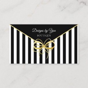 Elegant Guld Bow Boutique Black and White Rand Visitkort