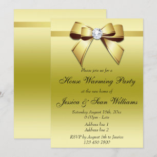 Elegant Guld Bow House Warming Party Inbjudningar