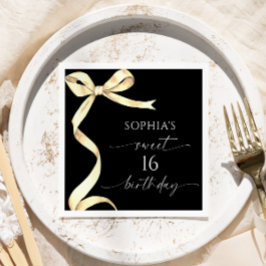 Elegant Guld Bow Sweet 16 Födelsedagsfester Pappersservett