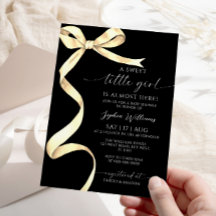 Elegant Guld Bow Sweet Little Girl Baby Shower