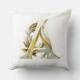 Elegant Guld Brev A Luxurious Monogram Cushion Kudde