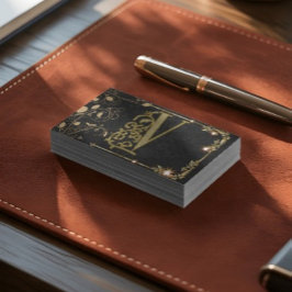 Elegant Guld Brev Monogram Professionell Visitkort