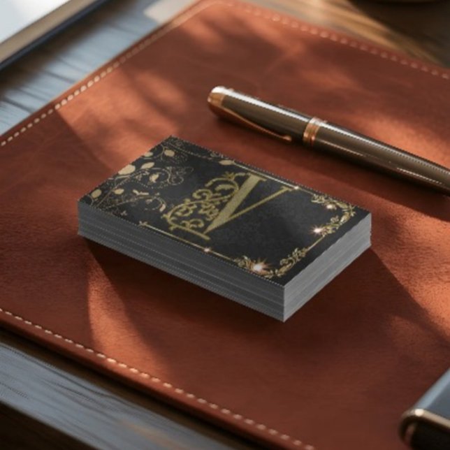 Elegant Guld Brev Monogram Professionell Visitkort (Skapare uppladdad)
