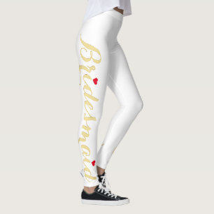 Elegant Guld Bridesmaid Bröllop Bachelorette Party Leggings