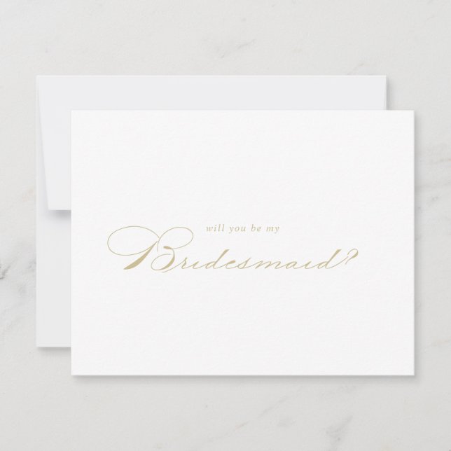 Elegant Guld Bridesmaid Frieri anteckningskort (Framsida)
