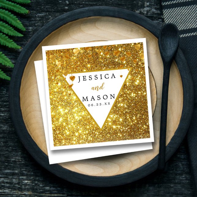 Elegant Guld Bröllop Cocktail Napkins Pappersservett (Skapare uppladdad)