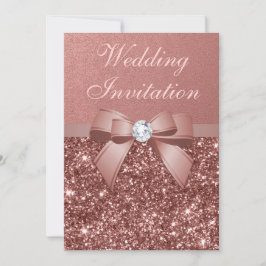 Elegant Guld Bröllop diamanter Bow Glitter Inbjudningar