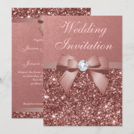 Elegant Guld Bröllop diamanter Bow Glitter Inbjudningar