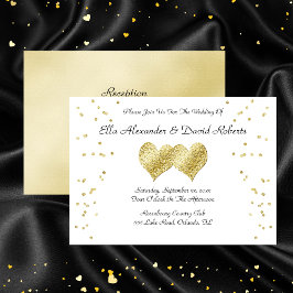 Elegant Guld Bröllop Hearts Inbjudningar