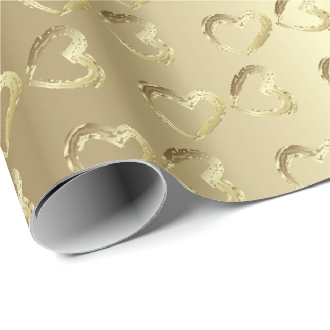 Elegant Guld Bröllop Hearts Presentpapper (Rullad Hörn)