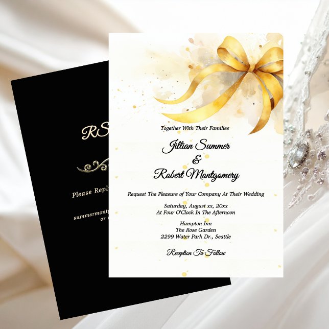 Elegant Guld Bröllop Inbjudningar (Elegant Gold Wedding Invitation)