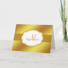 Elegant Guld Bröllop Monogram Tacksamhetskort Tack Kort