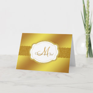 Elegant Guld Bröllop Monogram Tacksamhetskort Tack Kort