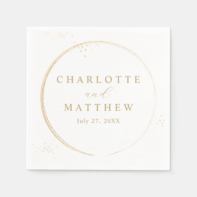 Elegant Guld Bröllop Pappersservett (Framsidan)