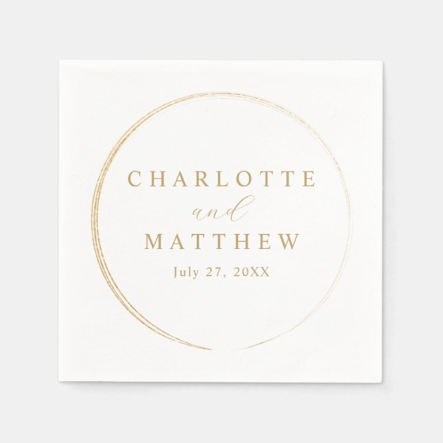 Elegant Guld Bröllop Pappersservett (Framsidan)