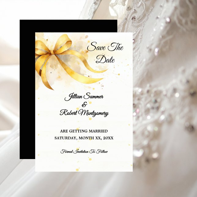 Elegant Guld Bröllop Spara Datumet (Elegant Gold Wedding Save The Date)