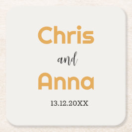 Elegant Guld Bröllop Underlägg Papper Kvadrat