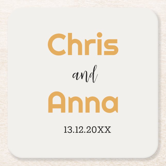 Elegant Guld Bröllop Underlägg Papper Kvadrat (Framsidan)
