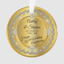 Elegant guld- bröllopsdag för diamanter 50th