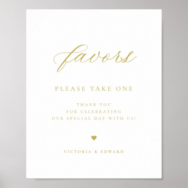 Elegant Guld bröllopsförmån Poster (Framsidan)