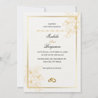 Elegant guld bröllopsinbjudan inbjudningar