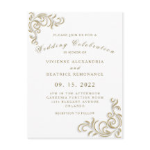 Elegant guld bröllopsinbjudan
